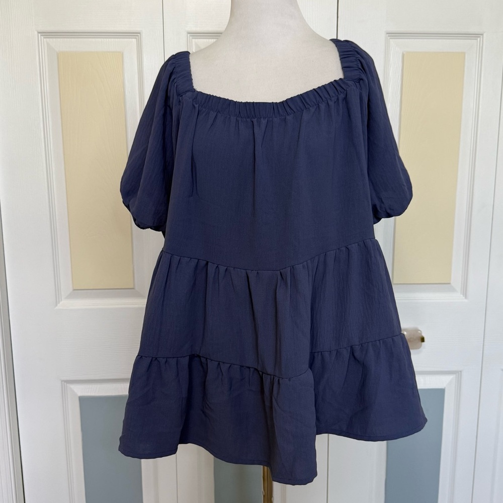 Gilli Blue‎ Oversized Bell Sleeve Blouse